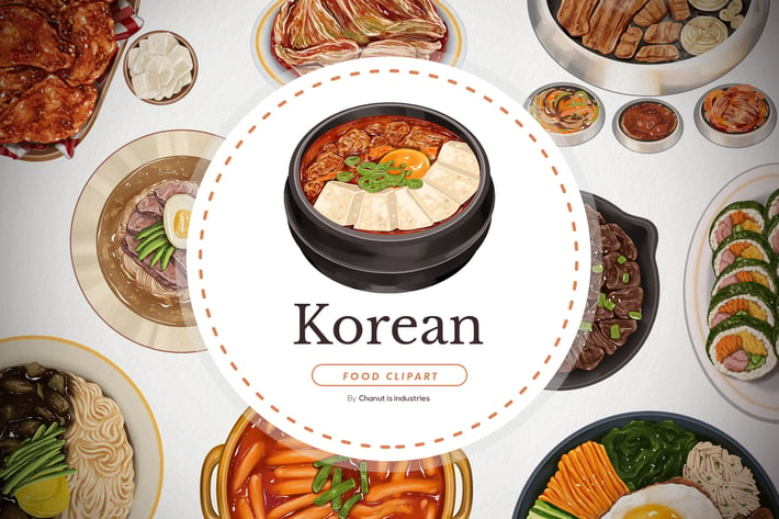 Korean food - handdrawn elements