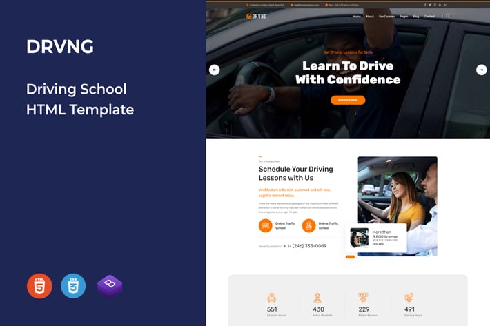 DRVNG - Driving School HTML Template
