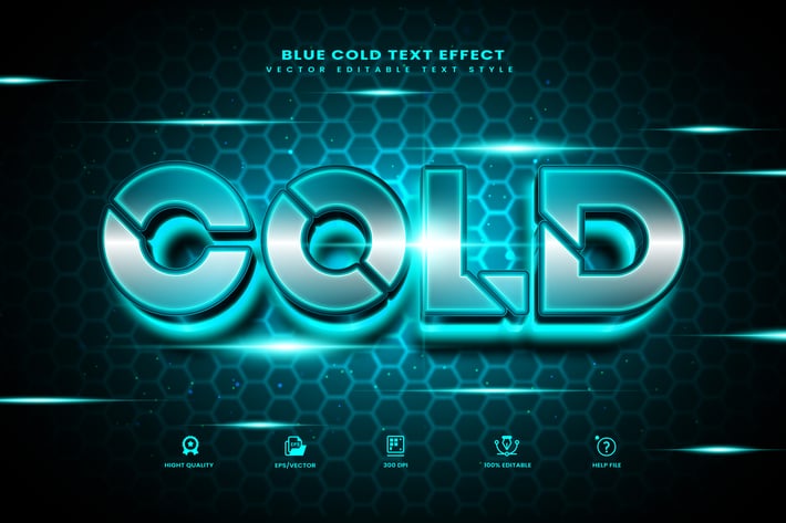3d Glowing Cold Editable Text Effect