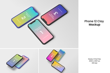 Phone 12 Clay Mockup