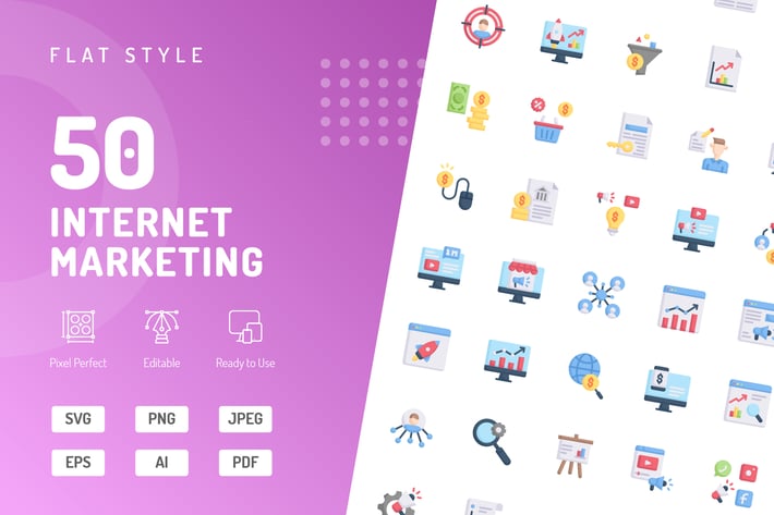 Internet Marketing Flat Icons
