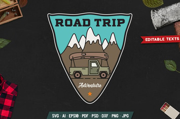 Road Trip Badge, Vector Adventure Retro Graphic