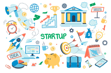 Startup Concept Isolated Elements Set