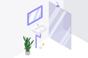 Warning of Leaking Bathroom Water Isometric Ai