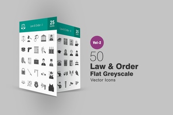 50 Law & Order Greyscale Icons
