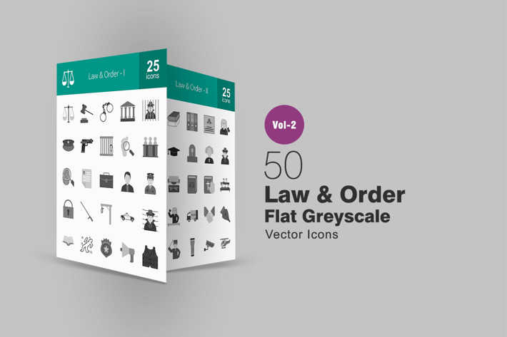 50 Law & Order Greyscale Icons