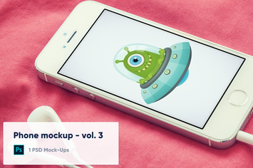 Phone on red background mockup - Vol. 3