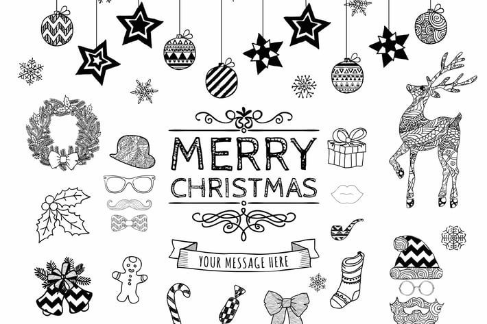 Separate Christmas Doodles. PNG, AI