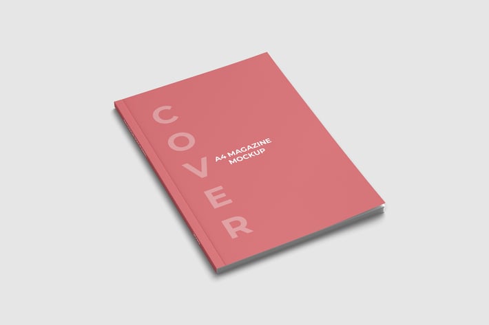A4 Magazine Cover Mockup High Angle View