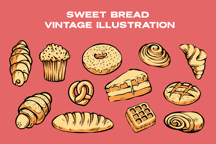 Sweet Bread Vintage Illustration