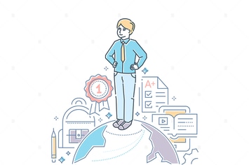 International education - line design illustration