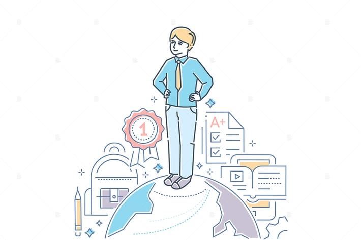 International education - line design illustration