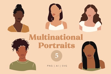 Multinational Abstract Women Portraits
