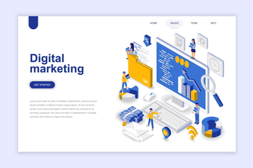 Digital Marketing Isometric Landing Page