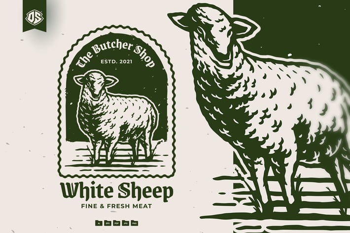 The Sheep Butcher Shop Vintage Logo