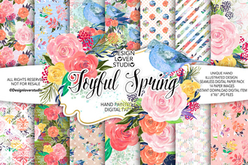 Acrylic JOYFUL SPRING digital paper pack