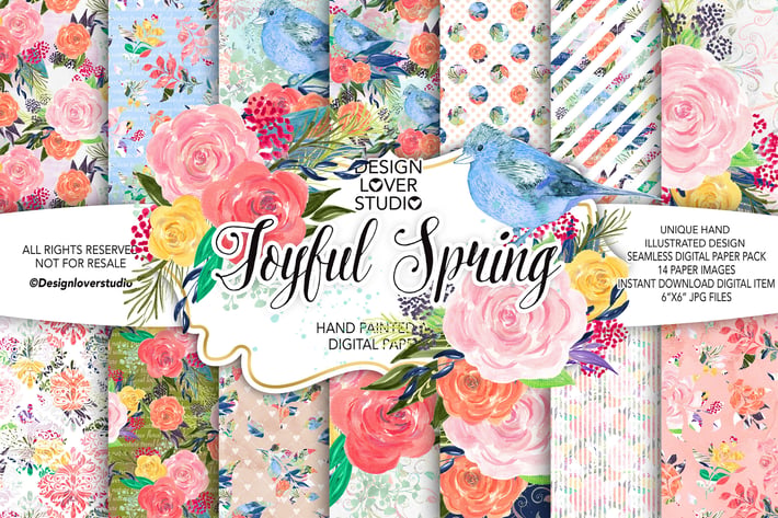Acrylic JOYFUL SPRING digital paper pack