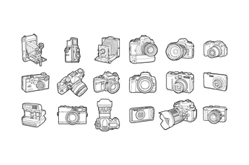 Hand drawn photo cameras pack