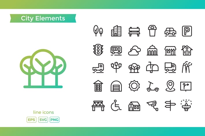 City Element Line Icons
