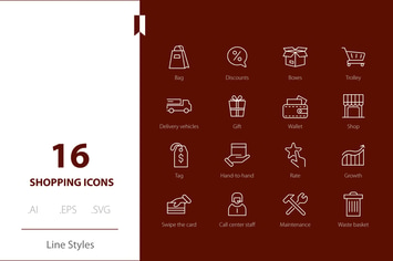 Shopping Icon Line Styles