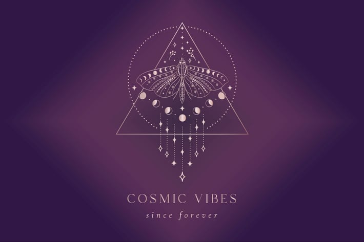 Cosmic Vibes Pre-Made Brand Logo Design. Butterfly