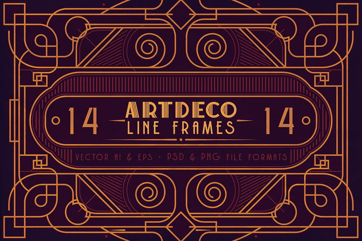 14 ArtDeco Line Frames