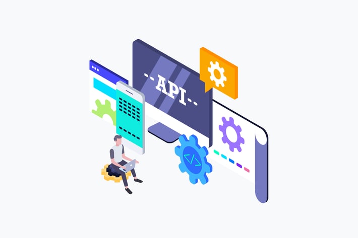API Interface Isometric Illustration