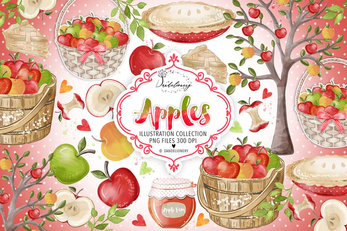 Watercolor Apples Clipart