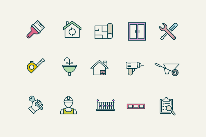 15 House Renovation Icons