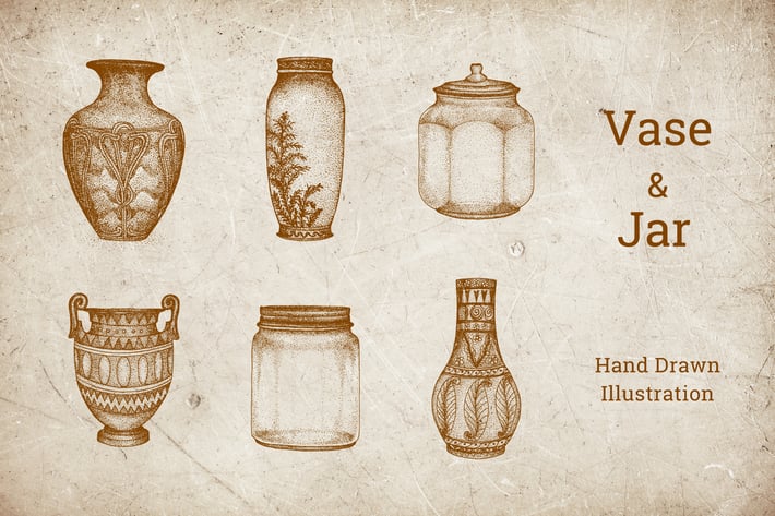 Vintage Illustration - Vase and Jar