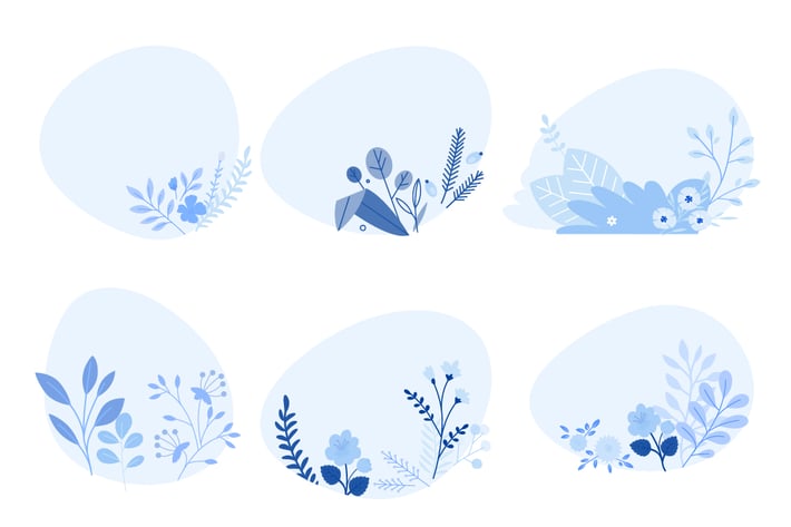 Modern flat design nature and floral elements 