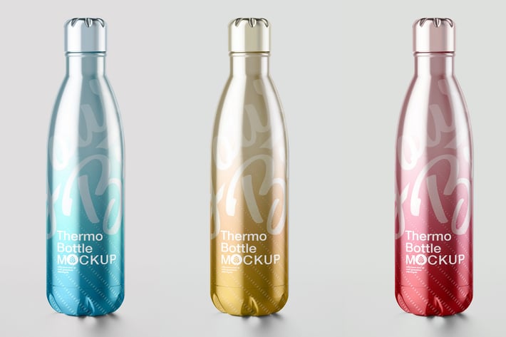 Metallic Thermo Bottle  Mockup