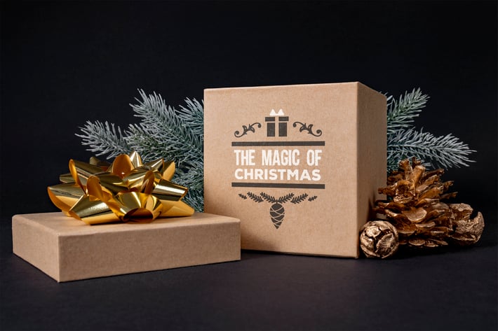 Christmas gift box mockup