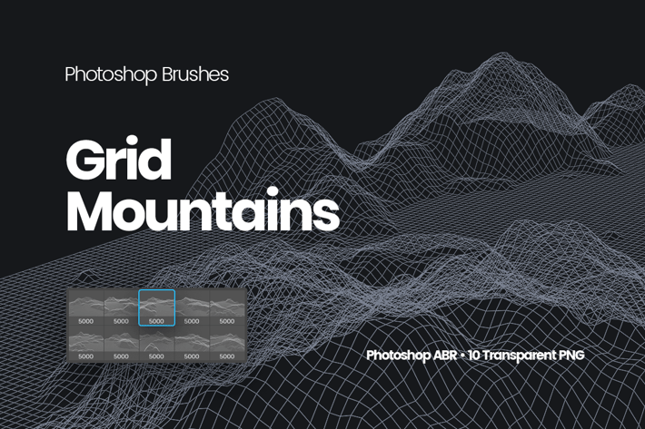 Grid Mountains Photoshop Brushes