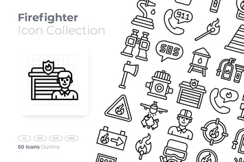 FIre Fighter Outline Icon