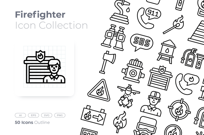 FIre Fighter Outline Icon