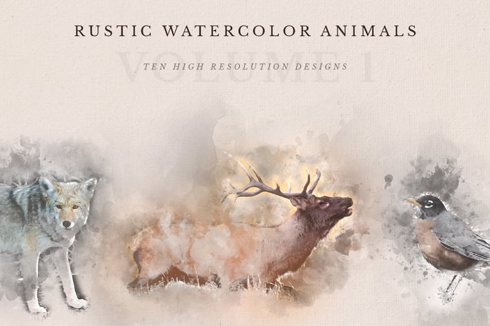 Rustic Watercolor Animals - Volume 1