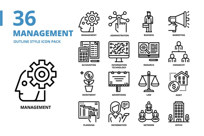 Management Outline Style Icon Set Icon