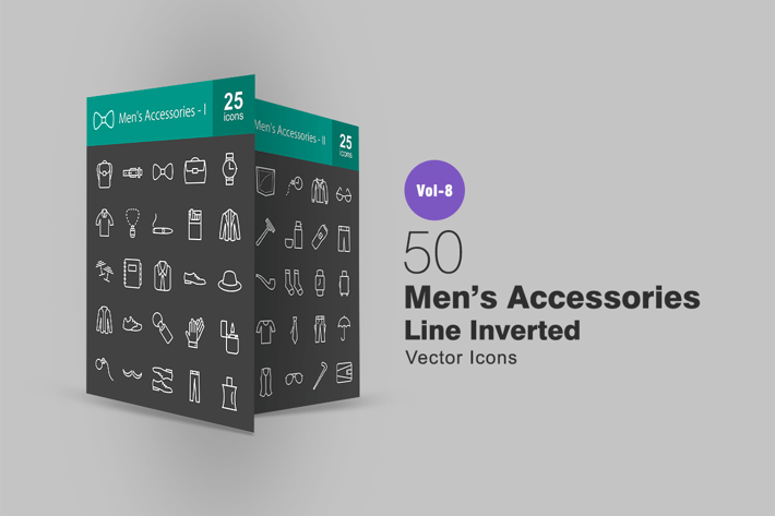 50 Men's Accessories Line Inverted Icons