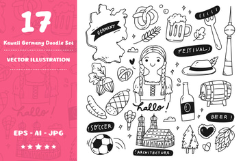 Kawaii Germany Doodle Set