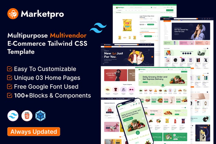 MarketPro - eCommerce Multivendor Tailwind CSS 