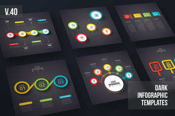 Dark Infographics template set v.40