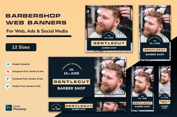 Barber shop & Men Hairdresser Web Banners & Posts