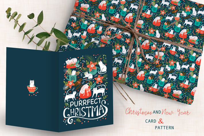 Spicy Kittens Christmas Card and Pattern