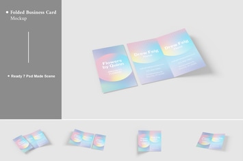 Folded Business Card Mockup