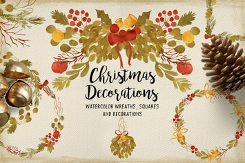 Watercolor Christmas Decorations