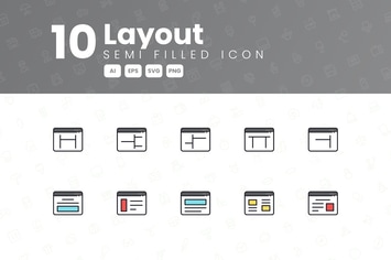 10 Layout Semi Filled Icon Collection