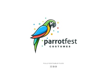Simple Modern Parrot Color Logo template