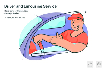 Driver Limousine Service Vector Illustration
