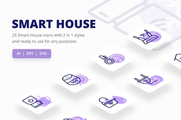 Smart House Icons (Line and Solid)